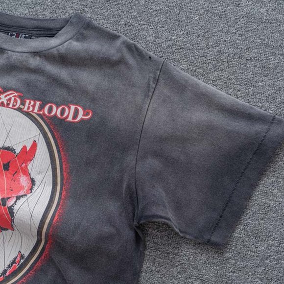 Saint Michael Devil Print Short Sleeve Wash Black - Picture 10 of 12